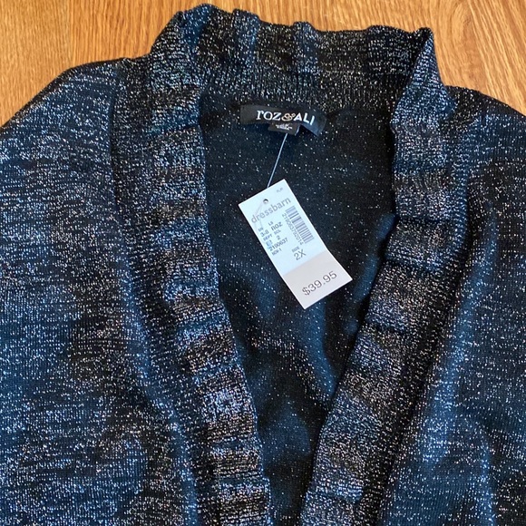 Dressbarn SPARKLE Soft Black Silver Cardigan Jacket - Picture 2 of 3